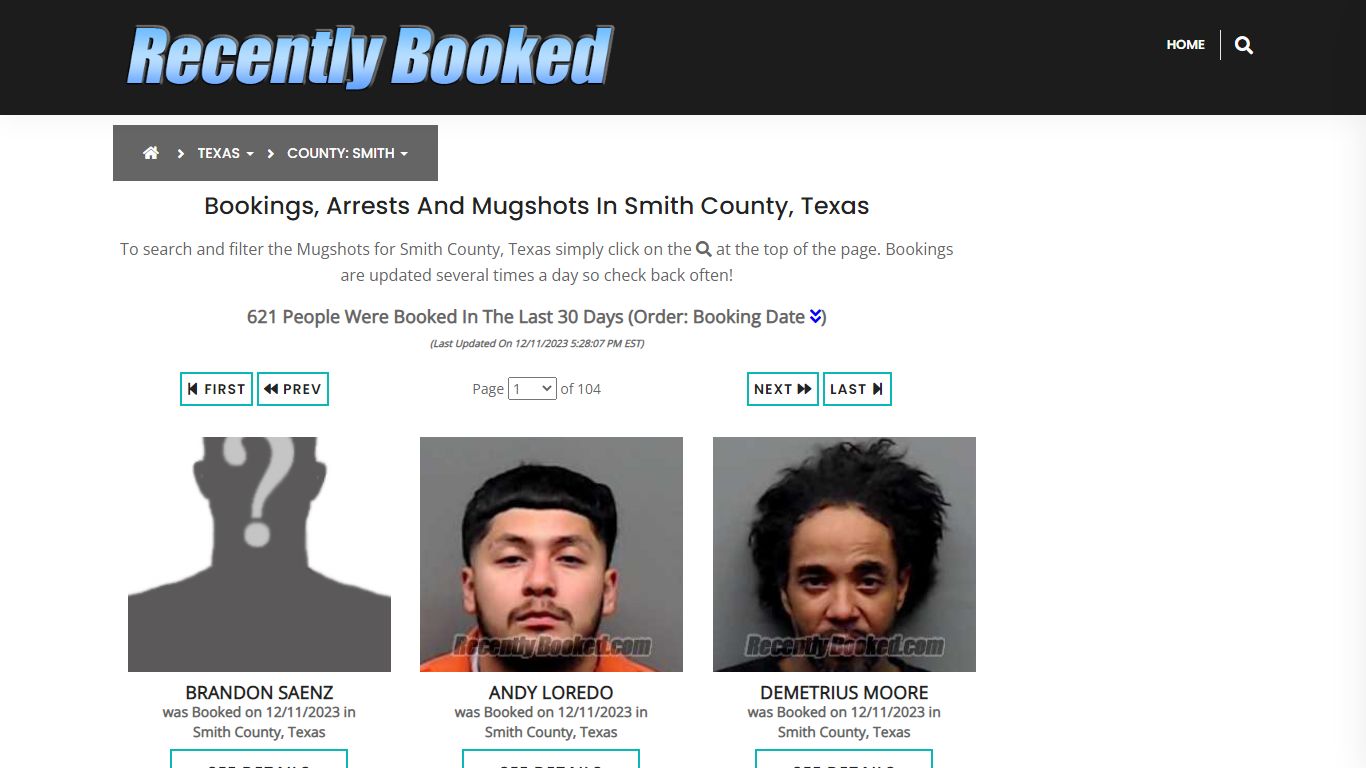 Recent bookings, Arrests, Mugshots in Smith County, Texas - Recently Booked